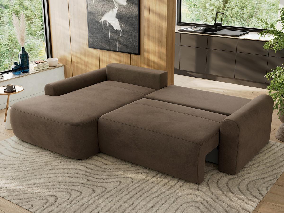 ECKSCHLAFSOFA CUBO L Braun Velvet - links - Schwarz/Braun, Kunststoff/Textil (273/187cm) - MKS