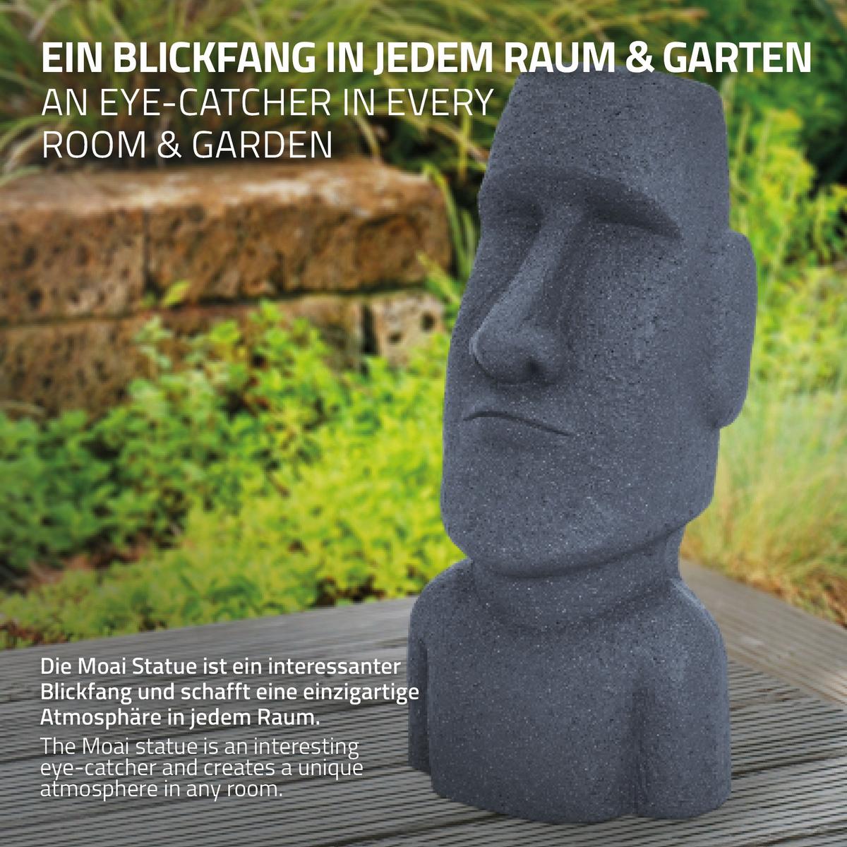 MOAI RAPA NUI STATUE 53,5 cm hoch Grau aus Polyresin - Grau, Kunststoff (19/53.5/26.5cm) - ECD-Germany