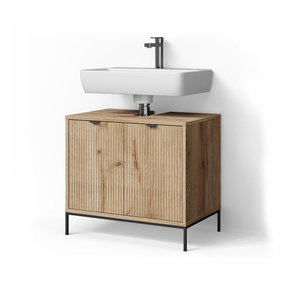WASCHTISCHUNTERSCHRANK ATERNO Viking Oak 70 x 63 cm mit 2 Türen - Eichefarben, Holzwerkstoff (70/63/45.1cm) - Livinity®