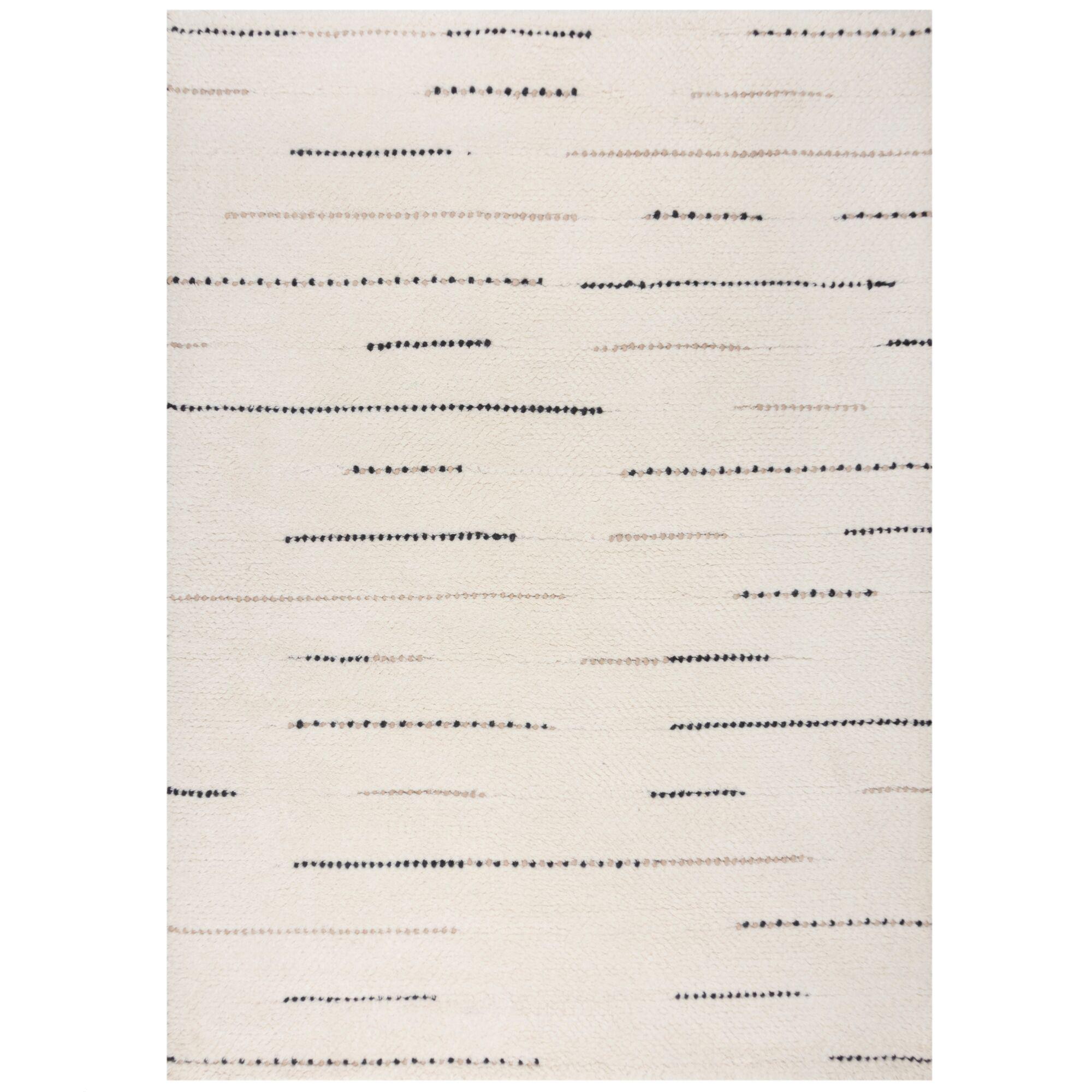 WOLLTEPPICH handgewebt THORN, gestreift, Beige-Schwarz, 120 x 170 cm - Beige, Textil (120/170cm) - KADIMA DESIGN
