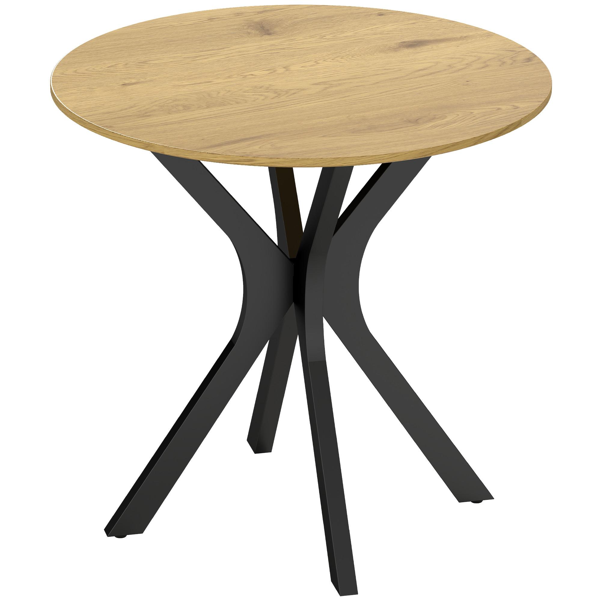 ESSTISCH, Runder Küchentisch, Moderner Esszimmertisch mit Spider-Stahlgestell - Hellbraun/Schwarz, Holzwerkstoff/Metall (78/78/75cm) - HOMCOM