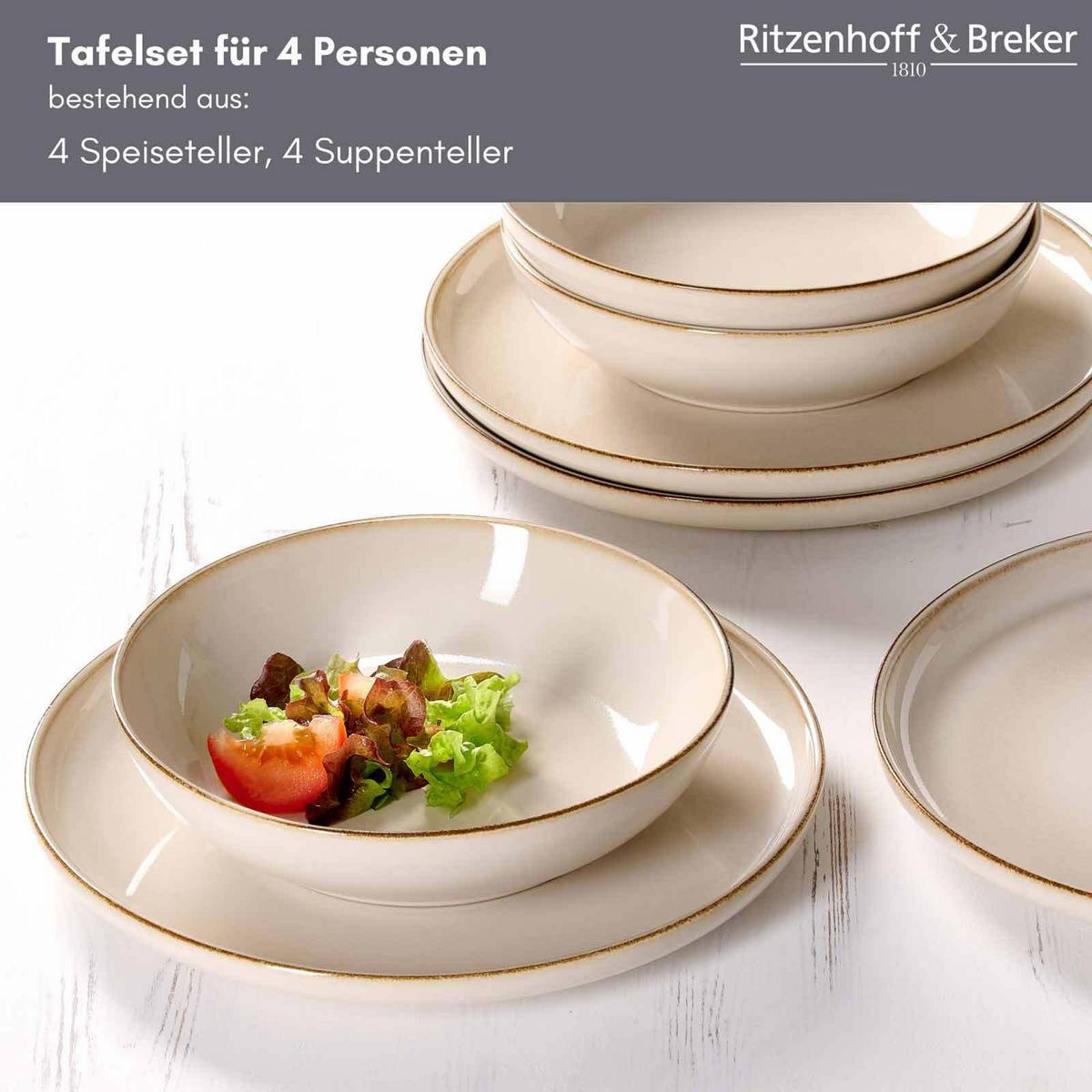 SPEISESET Olivia beige 8-tlg. - Beige, Keramik (29.2/23.4/30.1cm) - Ritzenhoff Breker