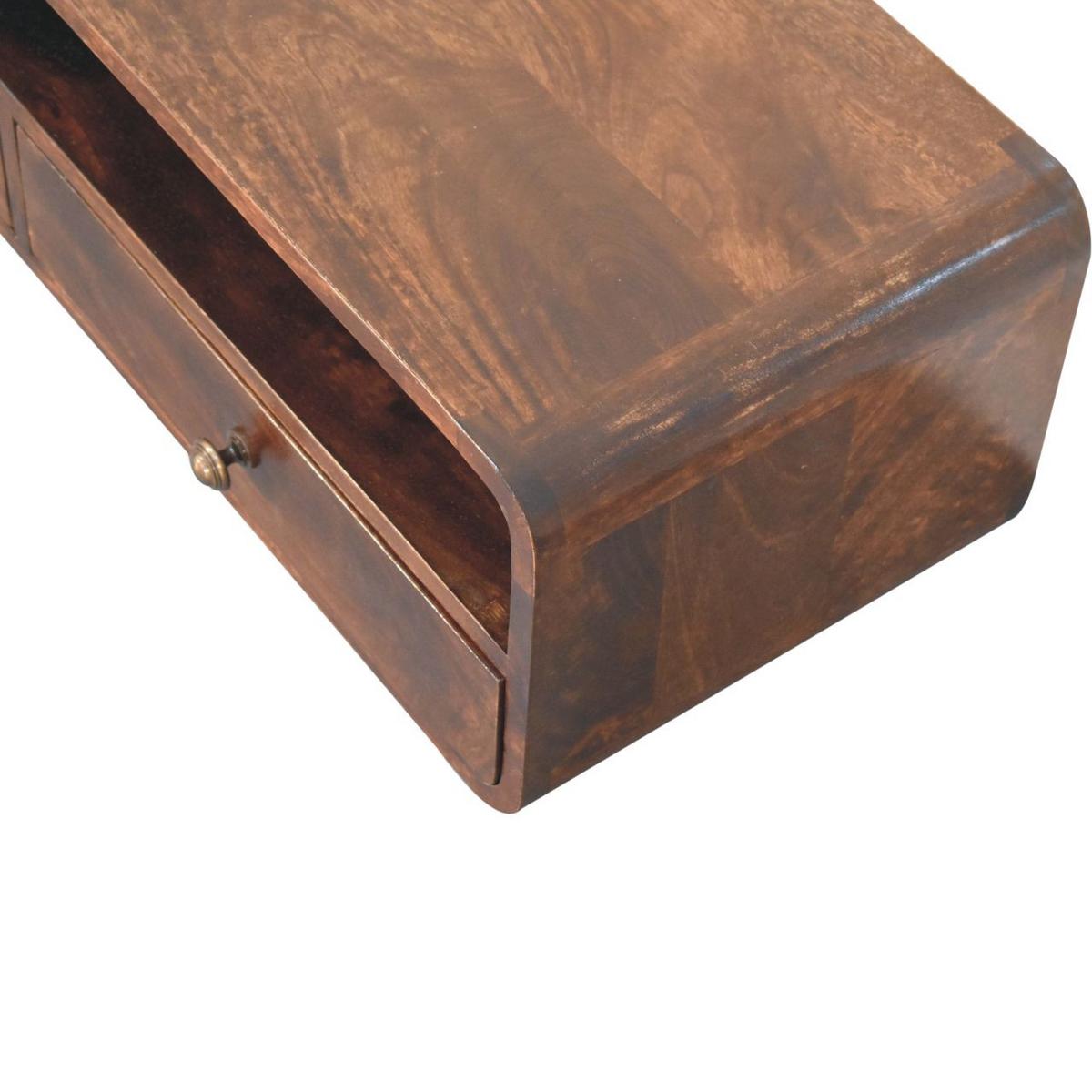 KONSOLENTISCH California Walnuss-Finish, 2 Schubladen, 1 offenes Regal, Braun lackiert - Braun, Holz (32/90/25cm) - Artisan Furniture