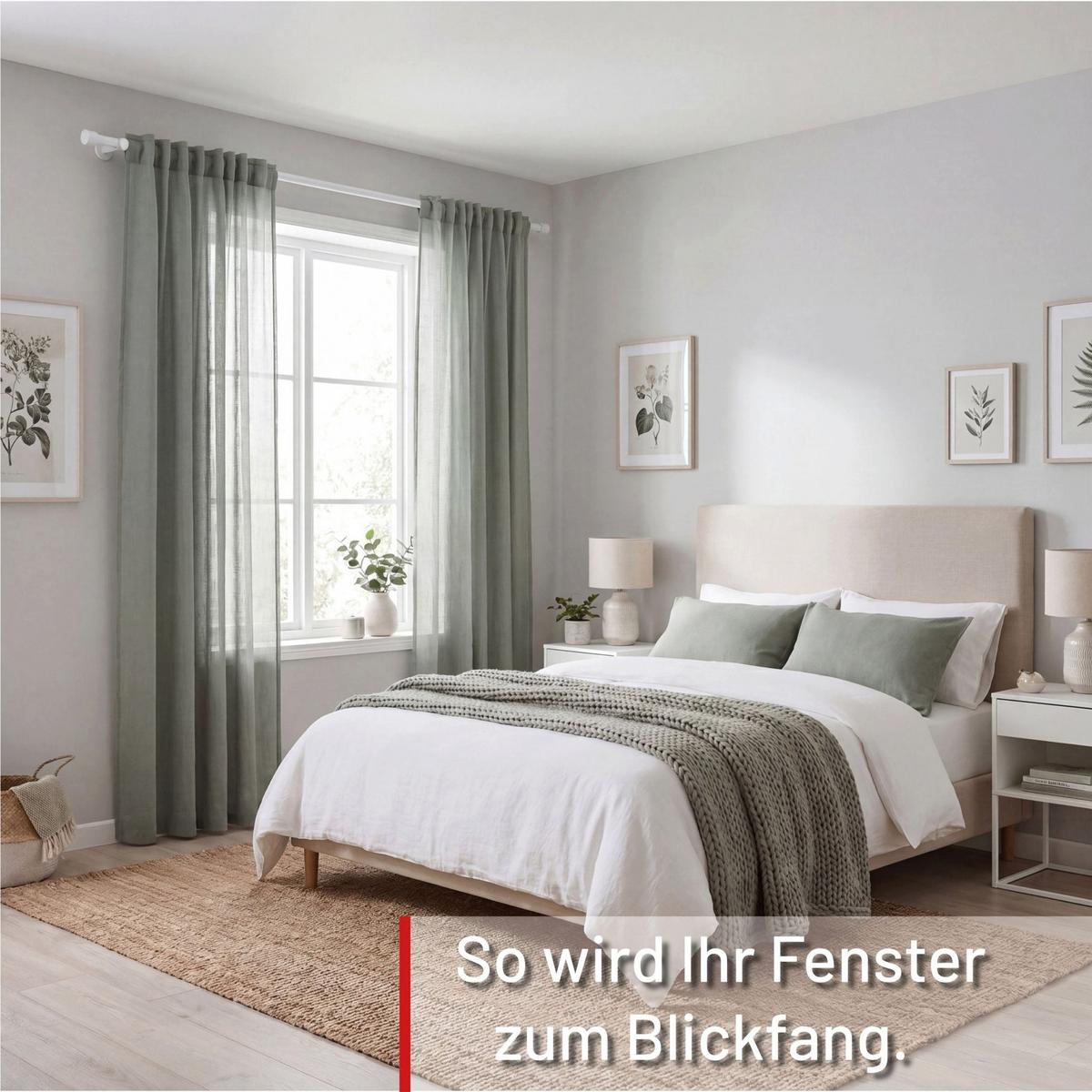 GARDINENSTANGE auf Maß 1-lauf Wandmontage Kappe 200cm - Weiß, Metall (200cm) - Deco-Raum