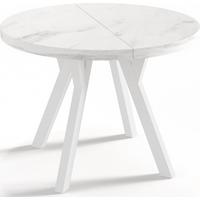 ESSTISCH Twixy runder ausziehbarer, Marmor Weiß 100-200/100/76 cm - Ecru/Weiß, Holz/Holzwerkstoff (100/200/76cm) - WFL GROUP