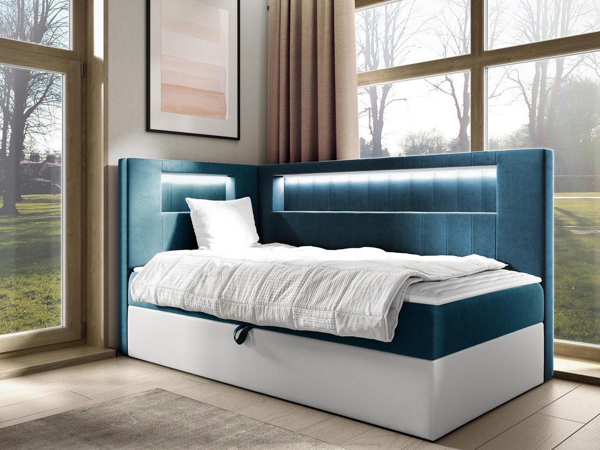 BOXBETT Gold Junior 3, Seite zum Öffnen des Bettkastens: Links - H3 - Türkis/Weiß, Holz (100/200cm) - MIRJAN24