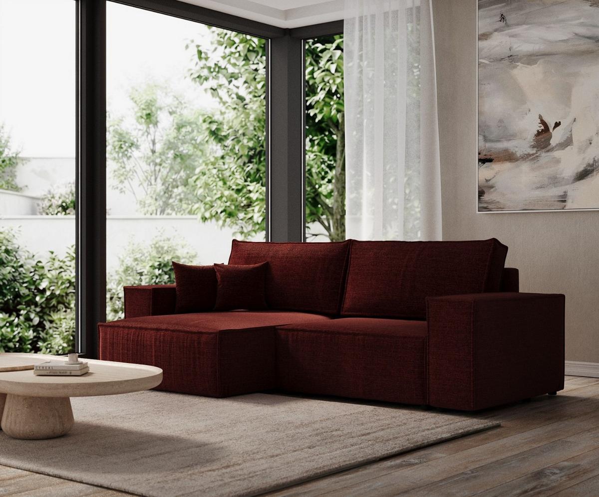ECKSOFA CAVO mit Schlaffunktion Rot im City Stoff - Rot/Schwarz, Holz/Holzwerkstoff (255/148cm) - AltaBeds