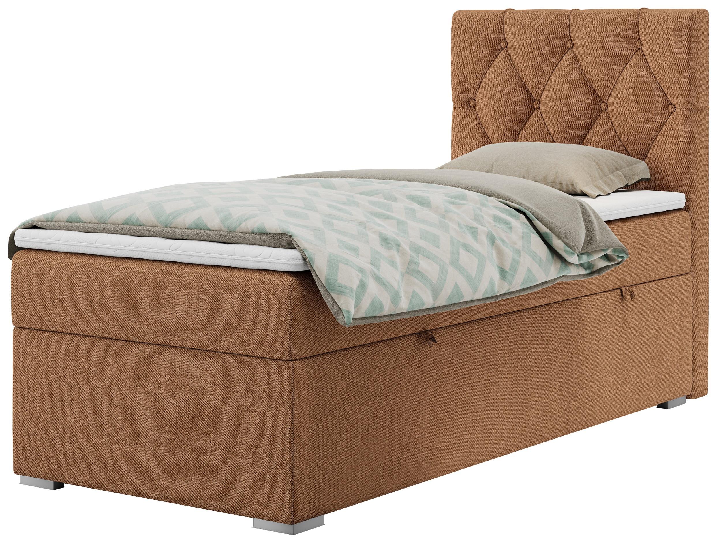 BOXBETT ALDA 90/200 Orange Struktur - H3 - Rechts Seite - Orange, Holz/Textil (90/200cm) - MKS