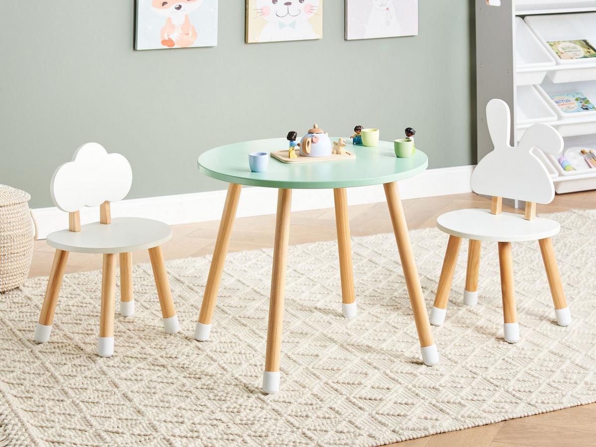 KINDERTISCH mit Stühlen Weiß Robin - Braun, Holzwerkstoff (60/50/60cm) - Beliani