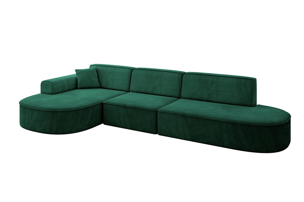 ECKSOFA Ottomane Links MARI-L2 - 328x171x79 cm Grün Velours - Schwarz/Grün, Holzwerkstoff/Kunststoff (328/171cm) - ALTDECOR