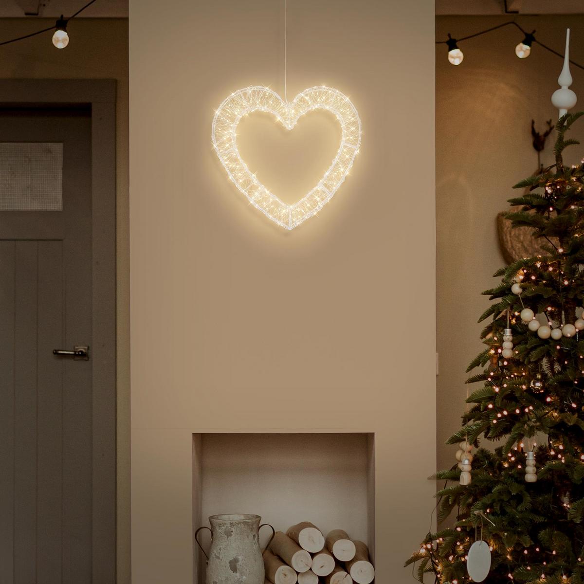 LED DEKO HERZ Weihnachten 500 LED Warmweiß Weihnachtsdeko 38,5x36 cm Innen/Außen - Weiß, Kunststoff (38.5/36/4.5cm) - ECD-Germany