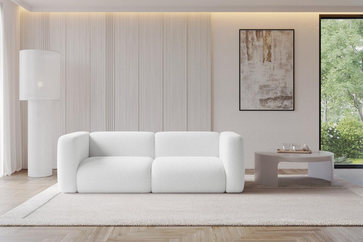 MODULARES Sofa 2-SITZER MIRA-S1 228x89x70 Weiß cm Bouclé - Schwarz/Weiß, Holzwerkstoff/Kunststoff (228/70/89cm) - ALTDECOR
