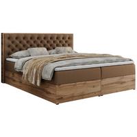 BOXBETT ALBERO 3 - 140/200 Braun Kunstleder - H4 - Braun, Holz/Textil (140/200cm) - MKS