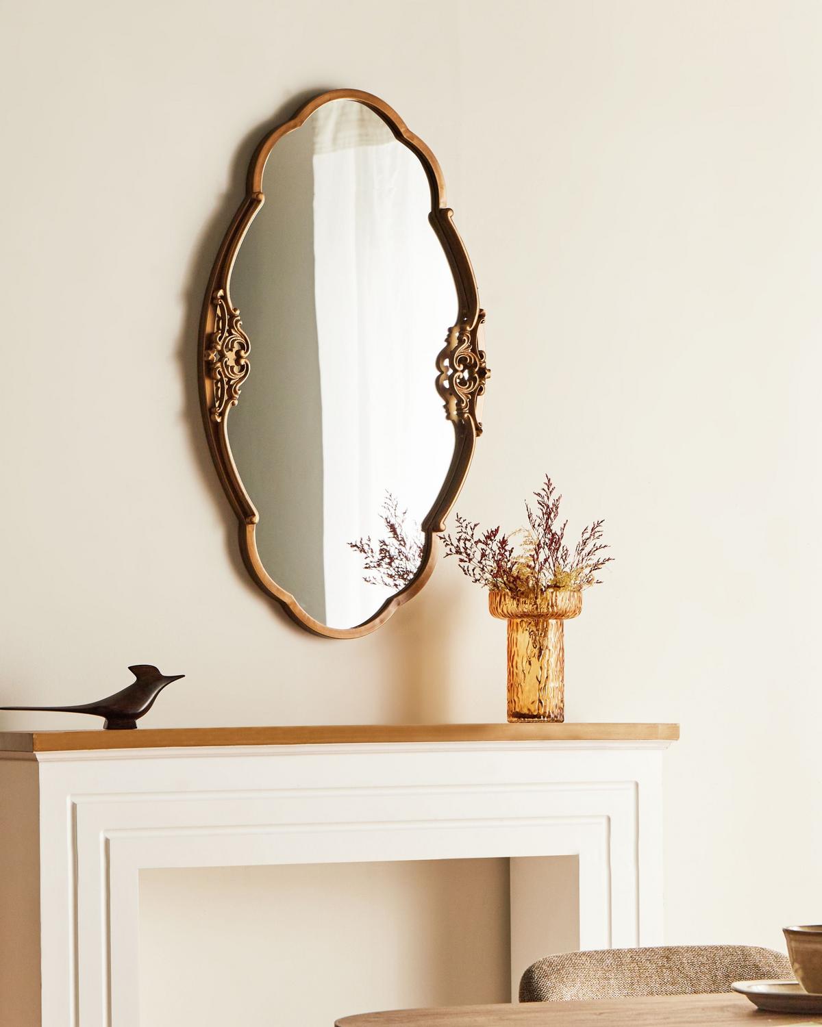WANDSPIEGEL 49/84 cm Gold Epannes - Goldfarben, Metall (49/84/3cm) - Beliani