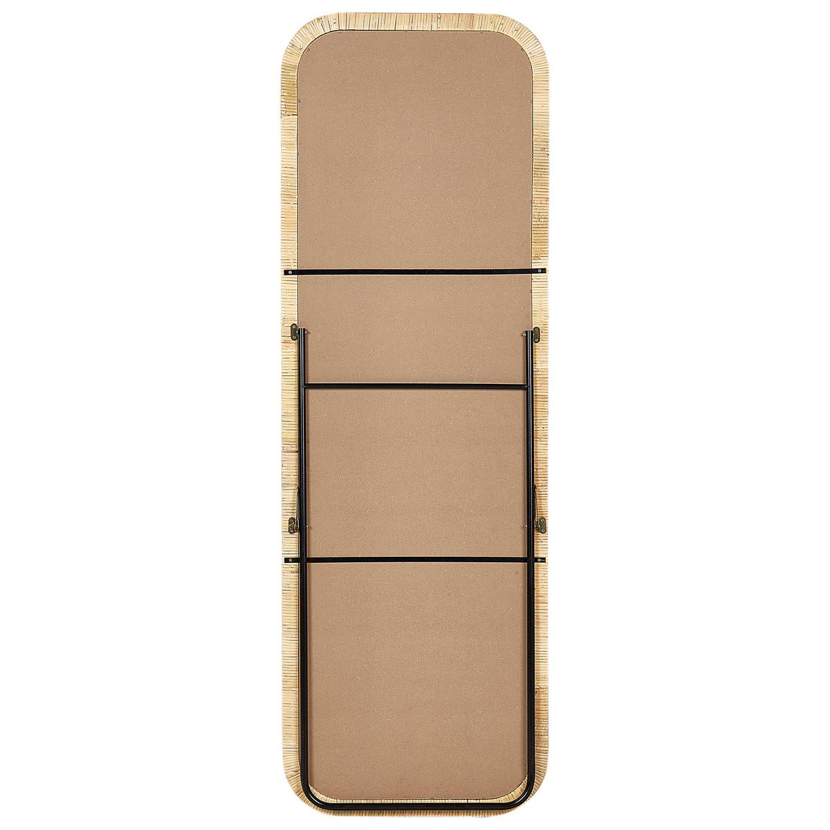 STANDSPIEGEL 150 cm Rattan Naturfarben Malange - Schwarz/Naturfarben, Naturmaterialien (50/150/3cm) - Beliani