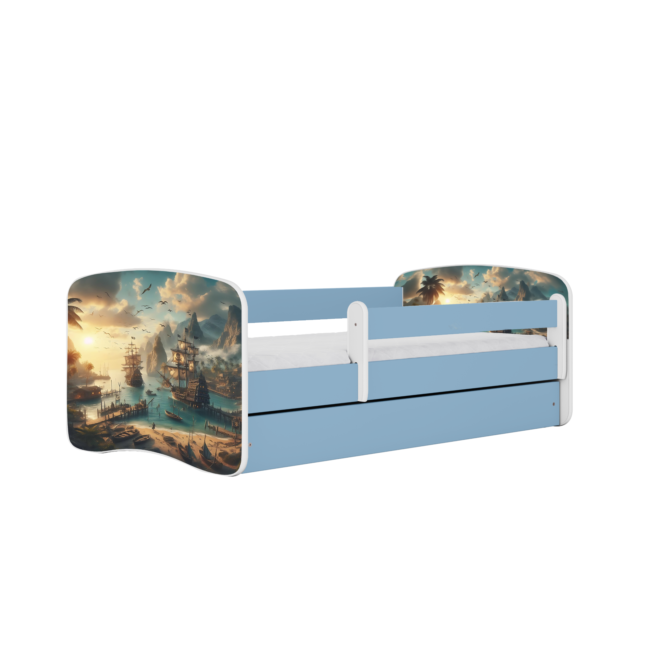 KINDERBETT Schiff mit Schublade und Matratze 180/80 - Blau, Holzwerkstoff (80/180cm) - RAUMHIRSCH FURNITURE