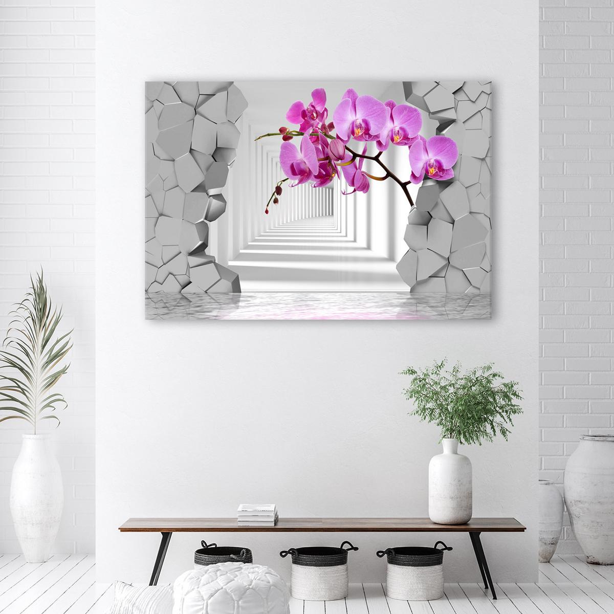 WANDBILD orchidee abstrakt 3d - Lila, Textil (60/40cm) - Feeby