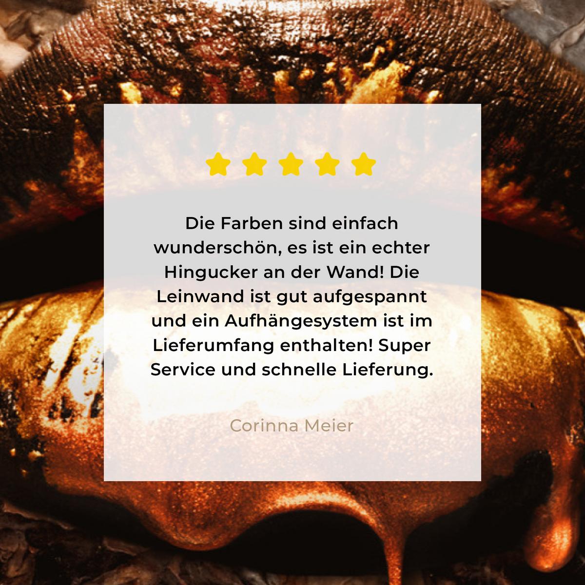 LEINWANDBILD Gold - Lippen - Kunst - Gold - Luxus - Abstrakt XXL 150x100 cm - Kupferfarben, Textil (150/100cm) - MuchoWow