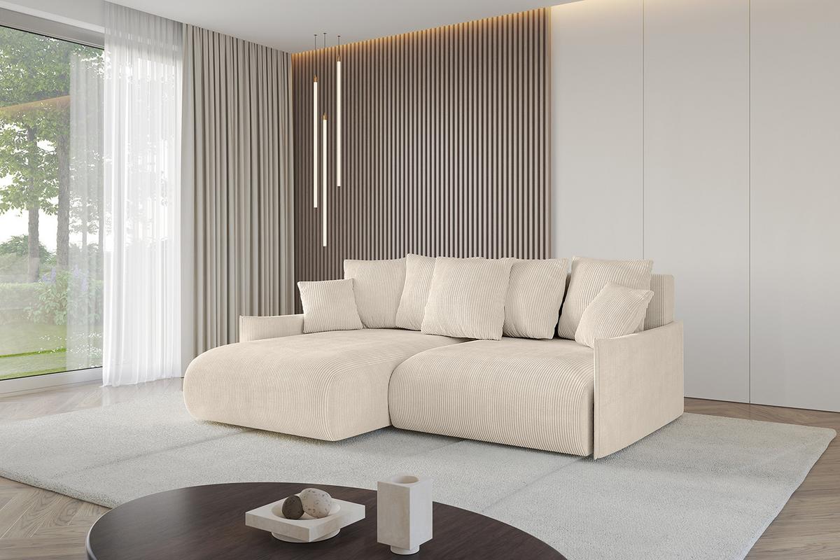ECKSOFA Ottomane links ONESK-L -v1 216x177x72 Beige Cord - Beige, Holzwerkstoff/Kunststoff (216/177cm) - ALTDECOR