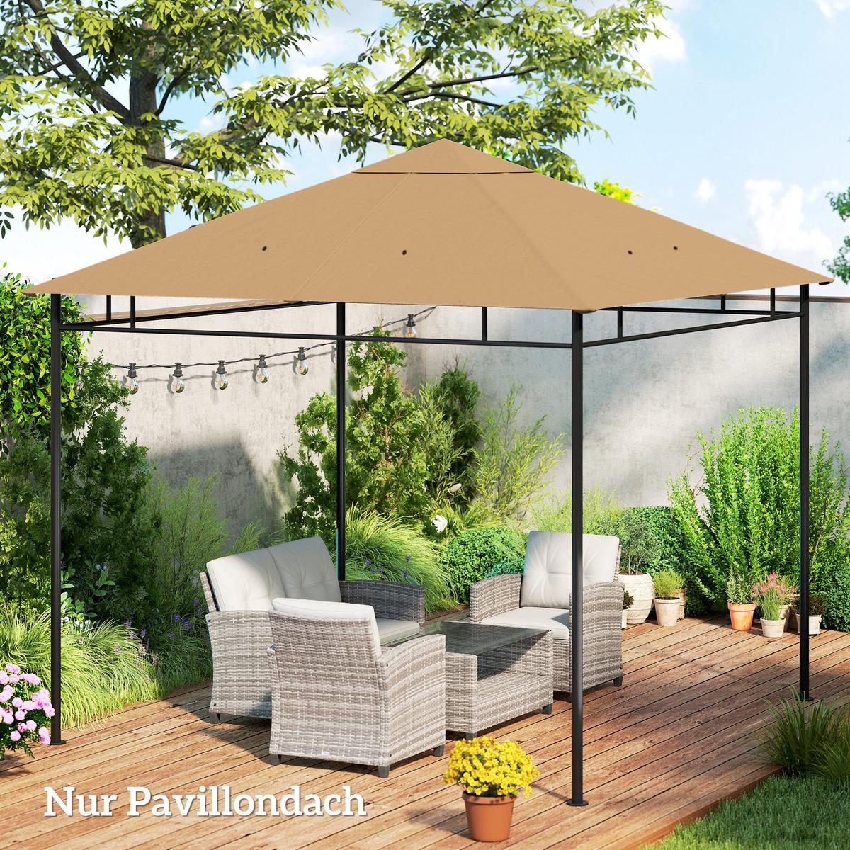 PAVILLONDACH, Sonnenschutz, Beige - Beige, Kunststoff (298/1/298cm) - Outsunny