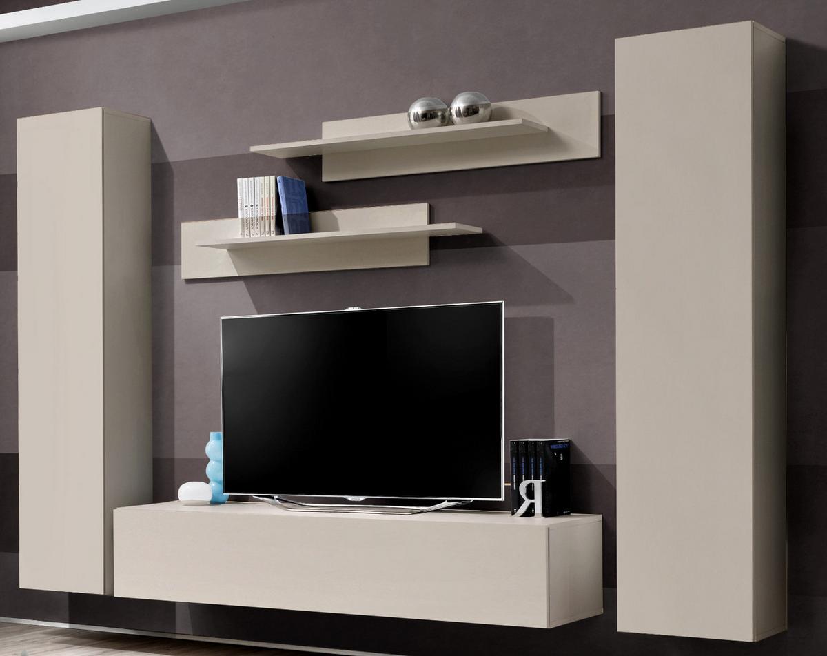 WOHNWAND Kaschmir 5-teilig 260 cm, Schrankwand hängend mit Push-to-Open - Kaschmir, Holzwerkstoff (260/170/40cm) - Inn.Furn