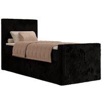 BOXBETT TILIANO DUO 90/200 - Schwarz Cord - H4 - Topper Visco - Links Seite - Schwarz, Textil (200/90cm) - MKS