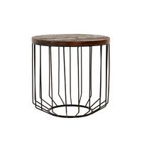 COUCHTISCH rund Ø50x50 cm Natur-Schwarz aus Altholz mit Metallgestell - Braun, Holz (50/50/50cm) - WOMO-DESIGN