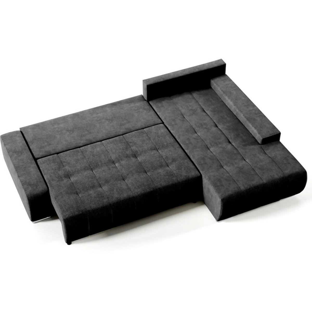 ECKSCHLAFSOFA Draco mit Schlaffunktion, rechts, Anthrazit - Anthrazit/Schwarz, Textil/Metall (267/186cm) - Beautysofa