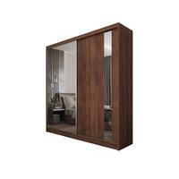 SCHWEBETÜRENSCHRANK GRAZIA 200/216/61 cm Modern Kleiderschrank 2-türig mit Spiegel Nussbaumfarben - Nussbaumfarben, Holzwerkstoff (200/216/61cm) - MASSENO
