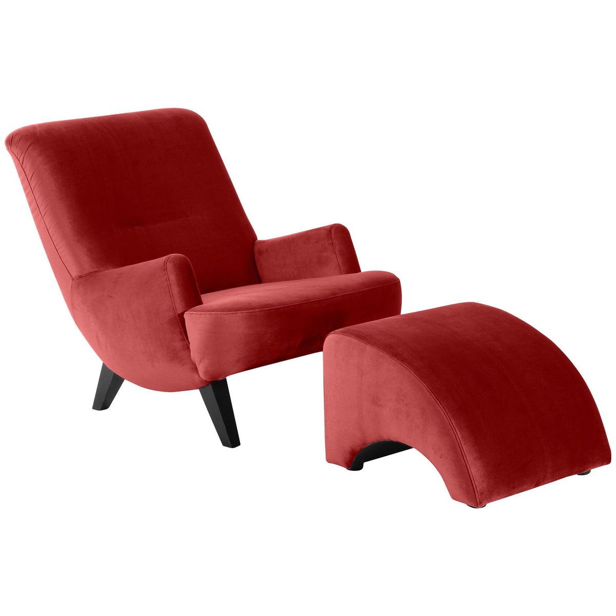 POLSTERHOCKER Kajsa Samtvelours ziegel - Dunkelrot, Kunststoff (52/37/54cm) - 58aufmkessel