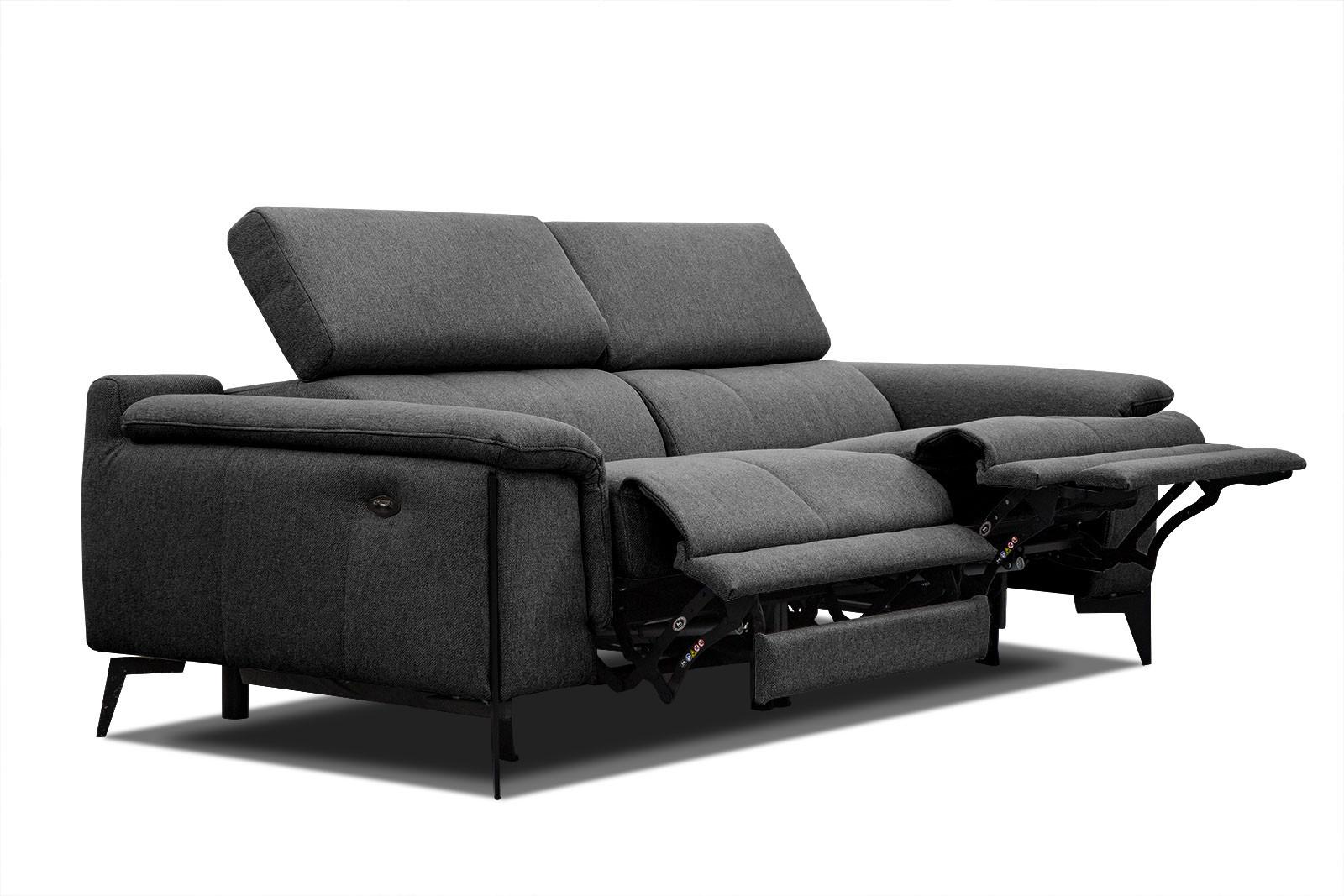 RELAXSOFA MATERA 3-Sitzer mit 2 Relaxfunktionen, schwarz - Schwarz, Holzwerkstoff/Textil (212/82/103cm) - Wozimo