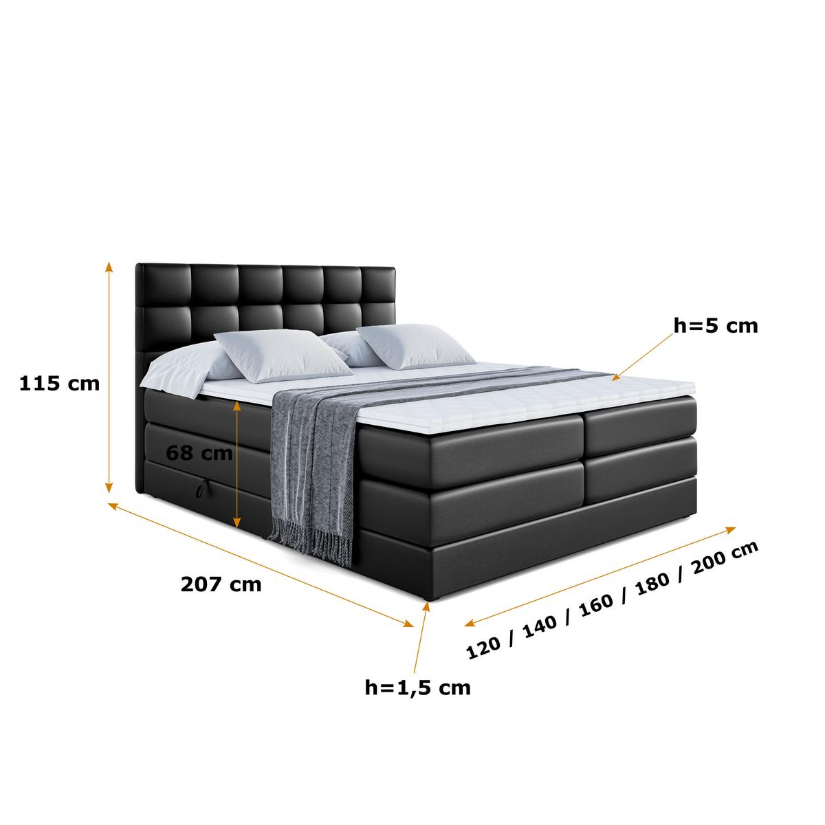 BOXSPRINGBETT APO KING - 160 x 200 - H3/H4 - Schwarz Hochglanz - Schwarz Hochglanz, Holzwerkstoff (160/200cm) - ALTDECOR