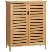 BADEZIMMERSCHRANK mit 2 Lamellentüren, 68 x 32 x 86 cm, Natur - Naturfarben, Naturmaterialien (32/86/68cm) - Kleankin