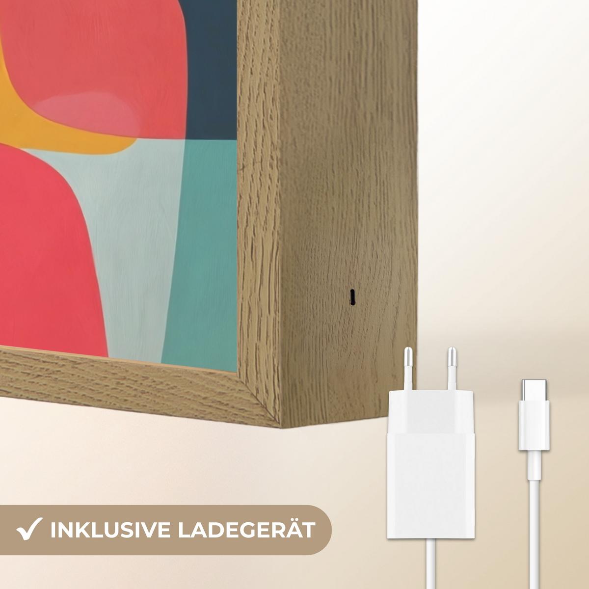 WANDLEUCHTE MIT AKKU Formen - Bunt - Abstrakt - Flugzeuge 30x40 cm - Multicolor, Holzwerkstoff (30/40/8cm) - OnlyWow