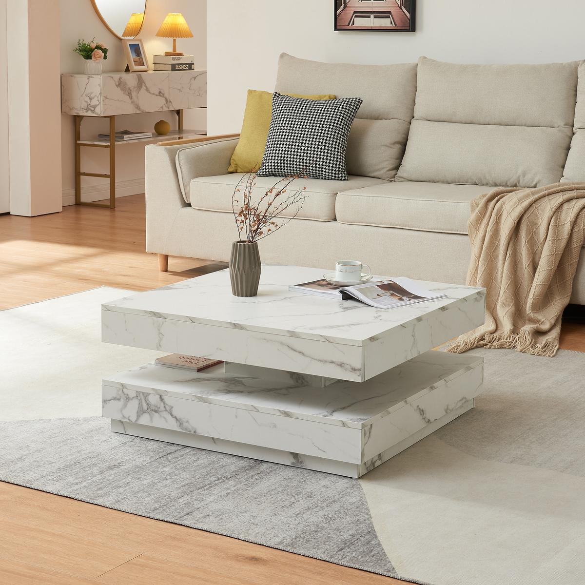 COUCHTISCH Florenz 76/76/38 cm - Weiß, Holzwerkstoff (76/76/38cm) - [en.casa]