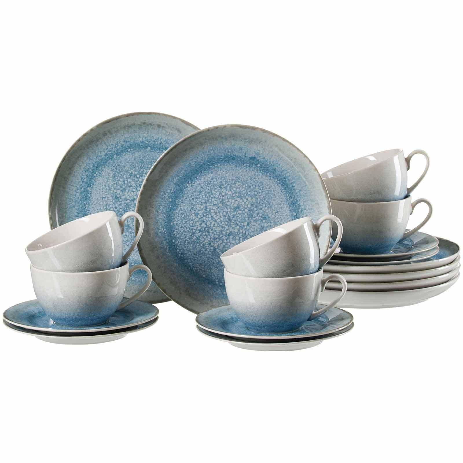 KAFFEESERVICE Oslo blau-grau 18-tlg. - Blau/Grau, Keramik (20.5/22/28cm) - Ritzenhoff Breker