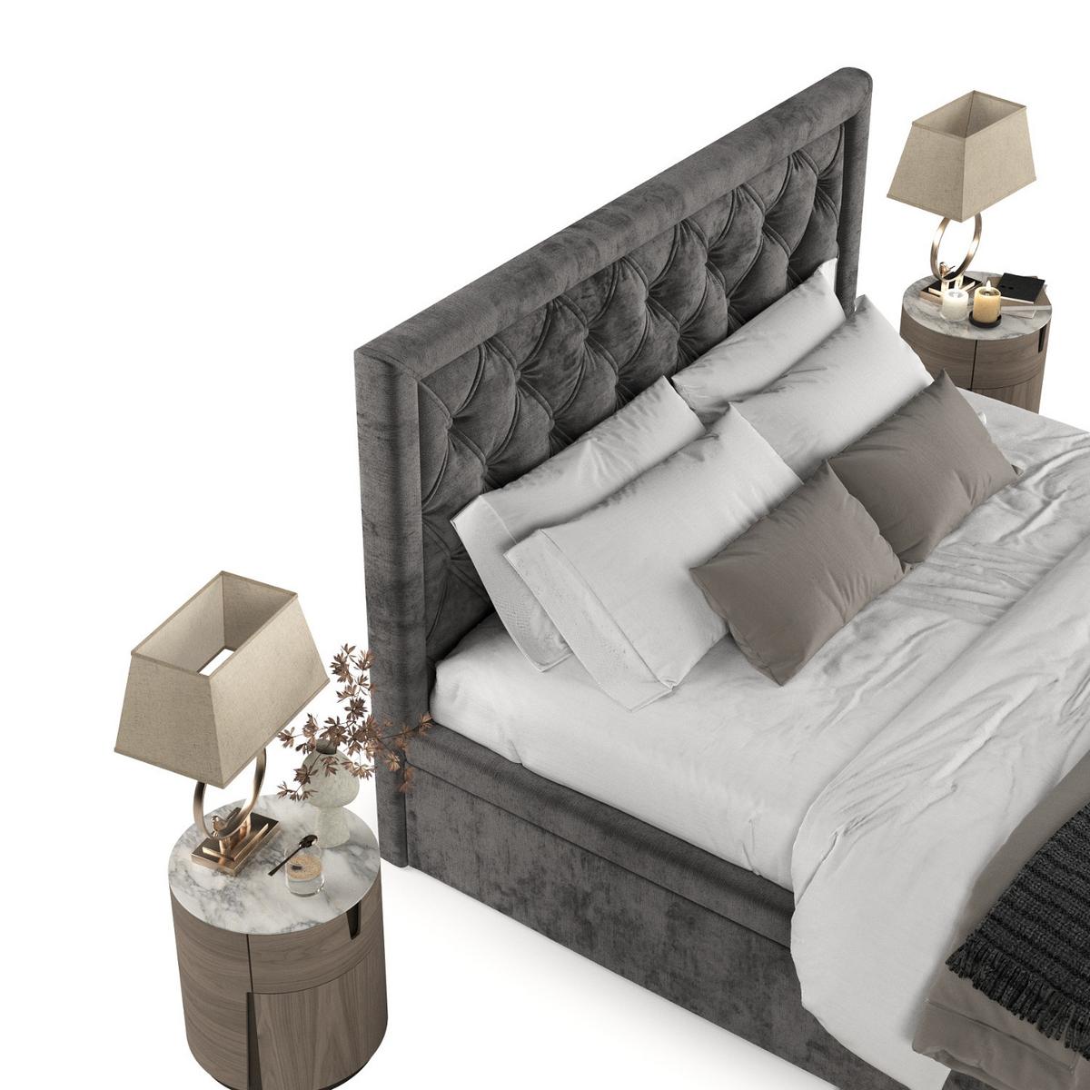 POLSTERBETT Nicobar mit Stauraum 160/200 cm Stahl im Lotta Stoff - Graphitfarben/Schwarz, Holz/Holzwerkstoff (160/200cm) - AltaBeds