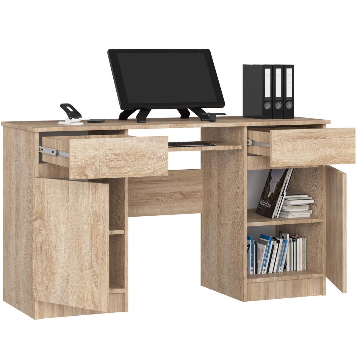 SCHREIBTISCH Eiche Sonoma 77/135/50 - Sonoma Eiche, Holzwerkstoff (135/60/77cm) - RAUMHIRSCH FURNITURE