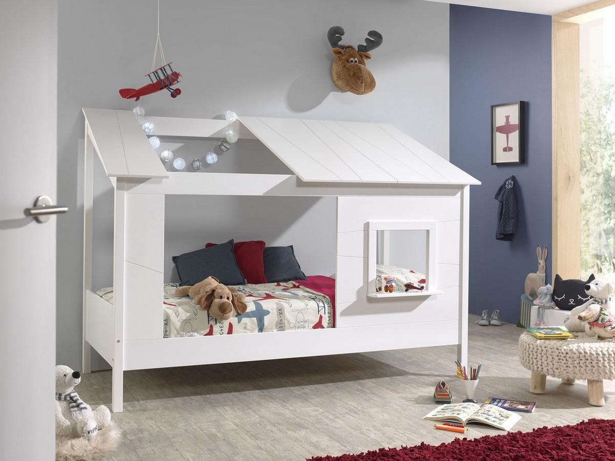 HAUSBETT Katleen 214x159x105 aus Massivholz+MDF in Weiß - Weiß, Holz (90/200cm) - 58aufmkessel