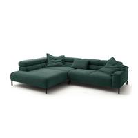 ECKSOFA DELIA Smaragdgrün Cord - Smaragdgrün/Schwarz, Textil/Metall (276/219cm) - KAWOLA