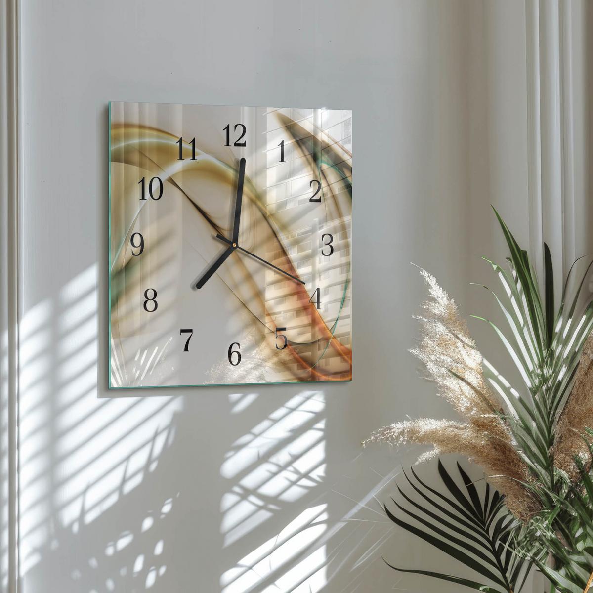 WANDUHR aus Glas 30x30 cm - Abstraktion - Multicolor, Glas (30/30/0.4cm) - TULUP