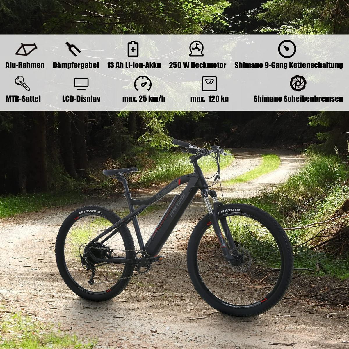 ELEKTROFAHRRAD 27,5 Zoll 25km/h Reichweite 50-90 km - Rot, Metall (125cm) - Nettlife