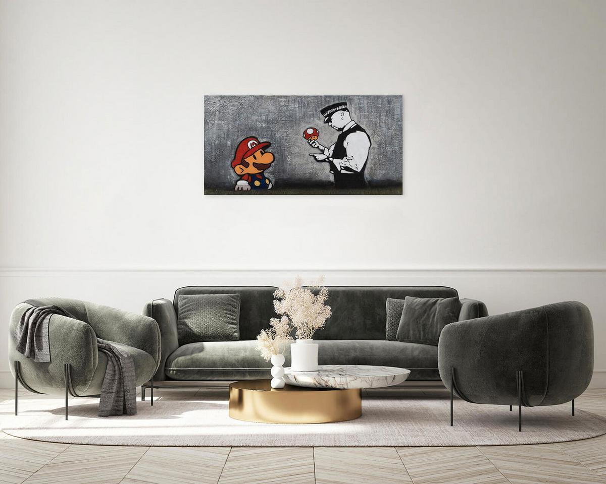 ACRYLBILD HANDGEMALT 120/60 cm - Rot/Schwarz, Holz/Textil (120/60cm) - KUNSTLOFT