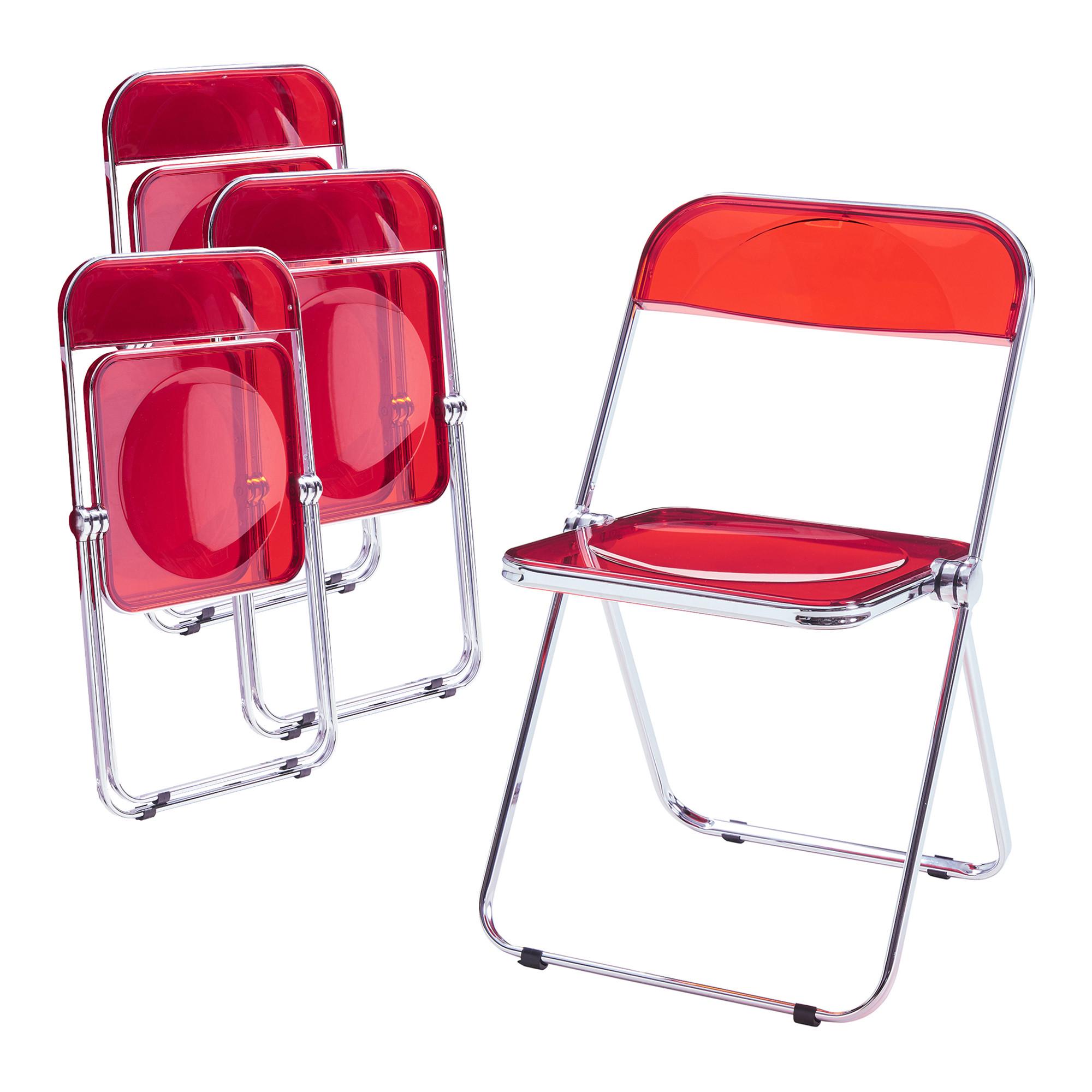 KLAPPSTUHL-SET Pornainen 4 TLG. - Rot, Kunststoff/Metall (46/74/47cm) - [en.casa]