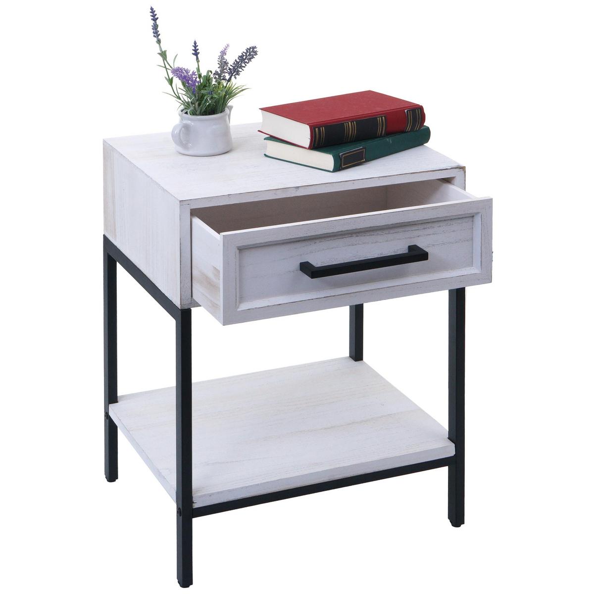 NACHTTISCH rechteckig Weiß - Weiß, Holz (43/59/36cm) - MCW
