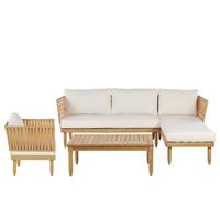 LOUNGE-SET 4-Sitzer hellbraun Cremona - Hellbraun, Holz - Beliani