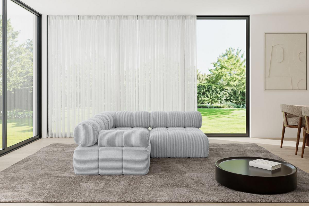 ECKSOFA modulares Sofa Mende-L1 - 190x190x70 cm Grau Cord - Grau, Holzwerkstoff/Textil (190/190cm) - ALTDECOR