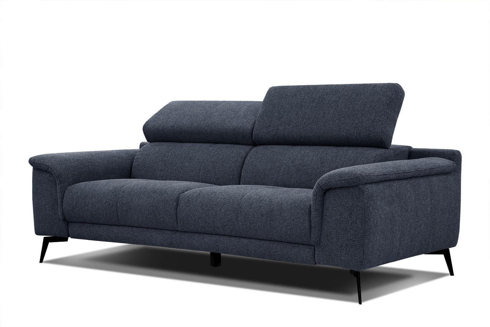 SOFA FIERO 3-Sitzer, dunkelblau - Schwarz/Dunkelblau, Holzwerkstoff/Textil (212/82/103cm) - Wozimo