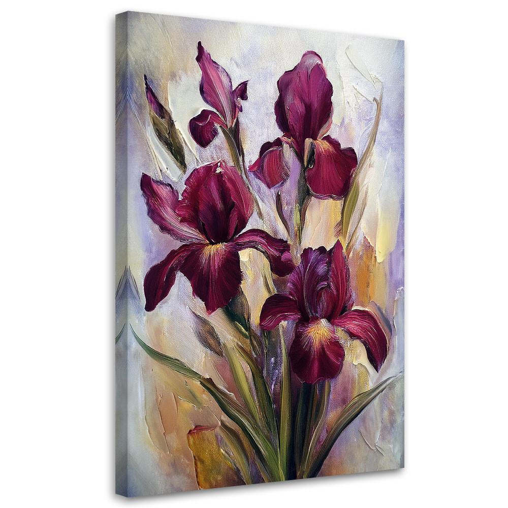 WANDBILD burgunderrot bemalte irisblume - Rot, Textil (40/60cm) - Feeby