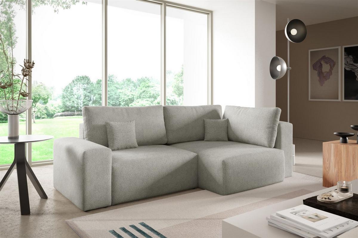 ECKSOFA Arona Mit Schlaffunktion - Hellgrau, Holzwerkstoff/Textil (253/148cm) - Fun Möbel